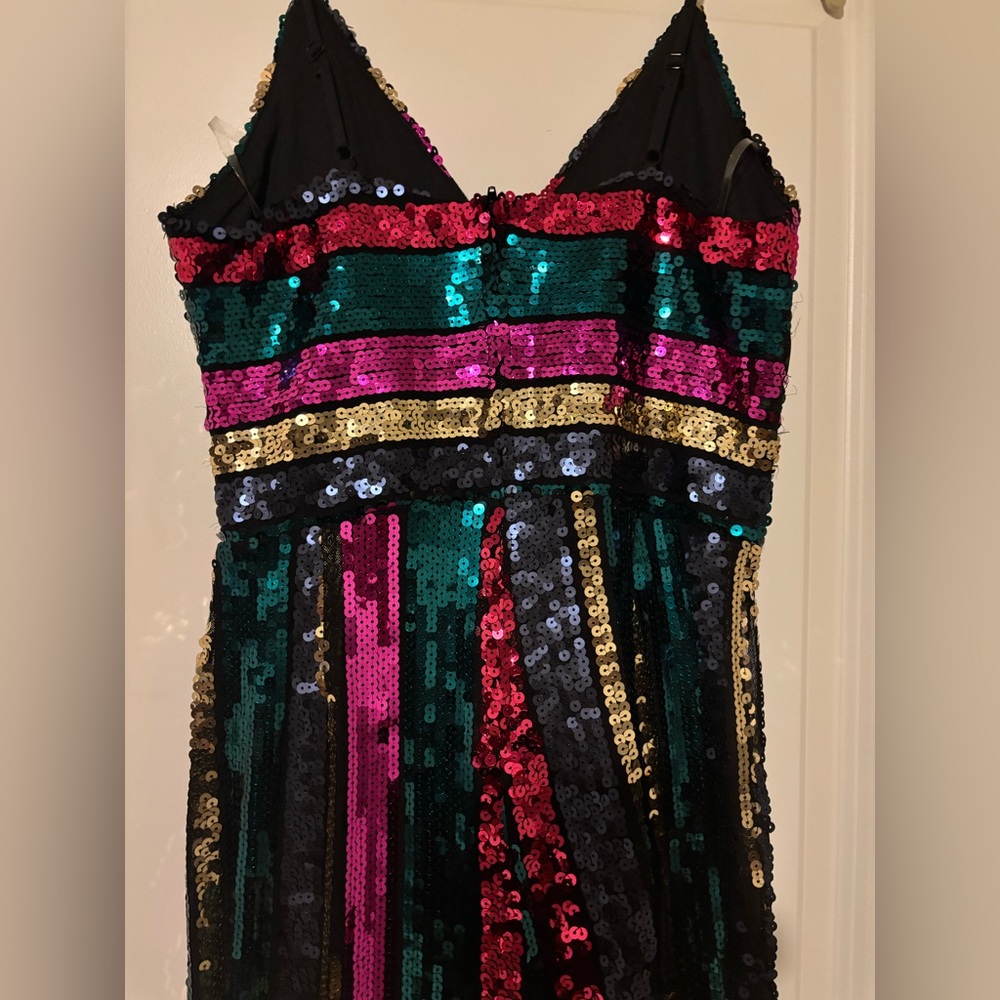 Crystal Doll Spaghetti Strap Sequin Jumpsuit (Like New) - Picture 3 of 7